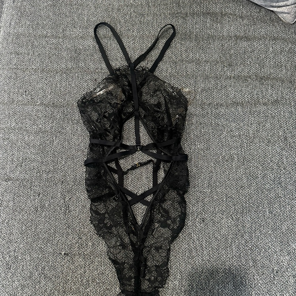 Victoria's Secret Black Lace Bodysuit